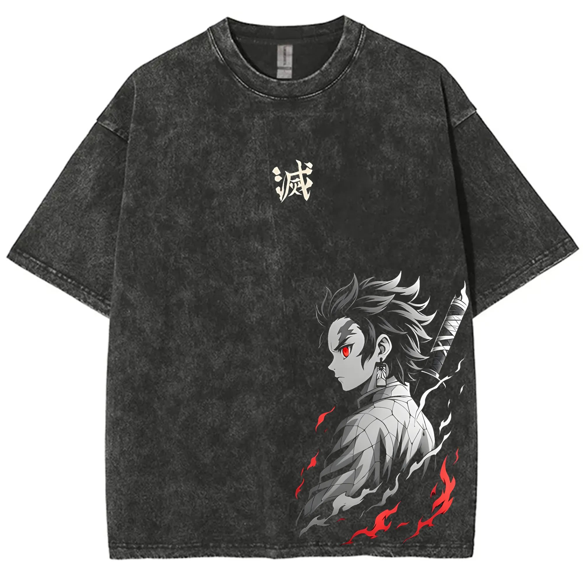 Anime Cosplay Pokemon - Streetwear Demon Slayer Vintage lavé graphique