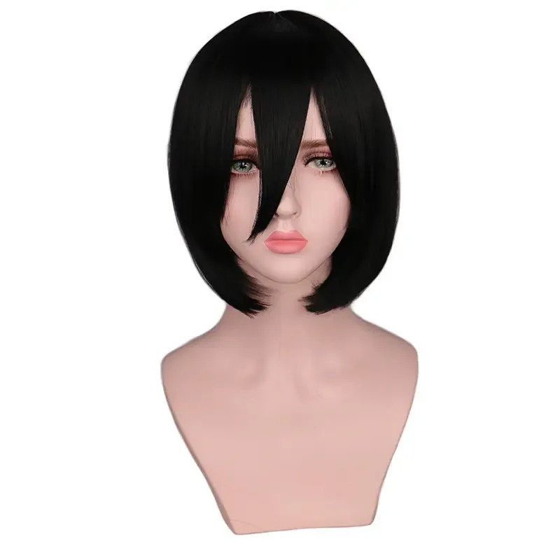 Attack Titan Cloak - Perruque synthétique Bob courte noire Shingeki