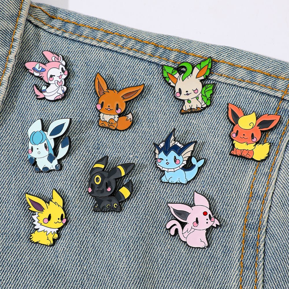 Anime Cosplay Pokemon - Broches en émail Pokémon Eevee mignonnes,
